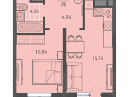 Продается 1-комнатная квартира ЖК Теплые края, литер 9, 38.62  м&sup2;, 4634400 рублей
