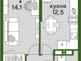 Продается 1-комнатная квартира ЖК DOGMA PARK (Догма парк), литера 16, 37.3 м², 6312876 рублей