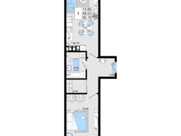 Продается 1-комнатная квартира ЖК Резиденция морей, корпус А, 50.18  м², 12454676 рублей