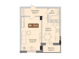 Продается 1-комнатная квартира ЖК Опера, 36.6  м&sup2;