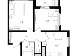 Продается 2-комнатная квартира ЖК Левенцовка Парк, лит 8-10 стр.1, сек.1,2,3, 50.8  м², 7686040 рублей