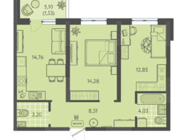 Продается 2-комнатная квартира ЖК Теплые края, литер 9, 59.16  м&sup2;, 7395000 рублей