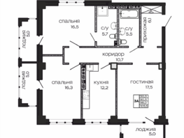 Продается 3-комнатная квартира ЖК Театрал, 105.5  м², 20045000 рублей