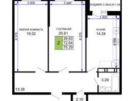 Продается 2-комнатная квартира ЖК Дом на Московской, 75.29  м², 9750055 рублей