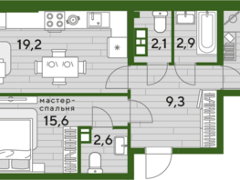 Продается 2-комнатная квартира ЖК DOGMA PARK (Догма парк), литера 21, 66.4 м², 8333201 рублей