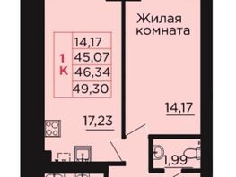 Продается 1-комнатная квартира ЖК Вишневый сад, дом 3, 46.34  м², 5815670 рублей