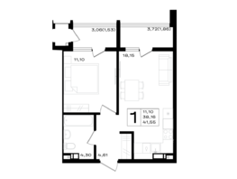 Продается 1-комнатная квартира ЖК ЮЖНО, 41.55  м&sup2;