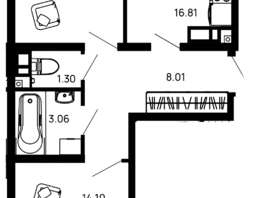 Продается 2-комнатная квартира ЖК Долина, Литер 3, 59.62 м², 7154400 рублей