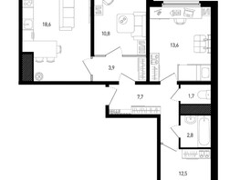 Продается 3-комнатная квартира ЖК 5 элемент Аске, лит 5-10 стр.2, сек.4,5, 73.6  м², 7584480 рублей