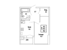 Продается 1-комнатная квартира ЖК Изумрудный город, 40.2  м&sup2;