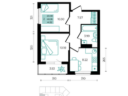 Продается 2-комнатная квартира ЖК Курортный регион, 41.32  м&sup2;, 5784800 рублей