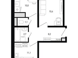 Продается 2-комнатная квартира ЖК Левенцовка Парк, лит 8-11 стр.1, сек.1,2,3, 45  м², 4986000 рублей