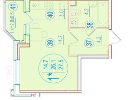 Продается 1-комнатная квартира ЖК Sport Village (Спорт деревня), 2.8, 27.5  м², 5610000 рублей