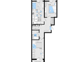 Продается 2-комнатная квартира ЖК Резиденция морей, корпус В, 69.54  м², 15959430 рублей