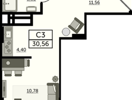 Продается Студия ЖК Легенда Ростова, литер 10, 30.56  м², 4339520 рублей