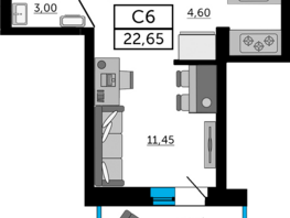 Продается Студия ЖК Донской Арбат 2, литер 1, 22.65  м², 3850500 рублей