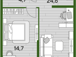 Продается 1-комнатная квартира ЖК DOGMA PARK (Догма парк), литера 20, 48.4  м², 6170904 рублей