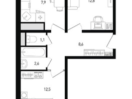 Продается 2-комнатная квартира ЖК Левенцовка Парк, лит 8-10 стр.2, сек.4,5, 47.1  м², 5261070 рублей