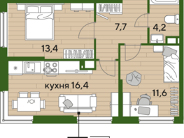 Продается 2-комнатная квартира ЖК DOGMA PARK (Догма парк), литера 20, 53.5 м², 7395840 рублей