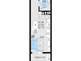 Продается Студия ЖК Резиденция морей, корпус В, 26.74  м², 8182440 рублей