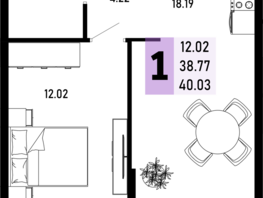 Продается 1-комнатная квартира ЖК Усадьба Гостагаевская, корпус 4, 40.03  м², 9206900 рублей