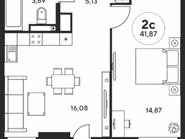 Продается 2-комнатная квартира ЖК Гринсайд, 5.1-5.5, 41.87  м², 7170000 рублей