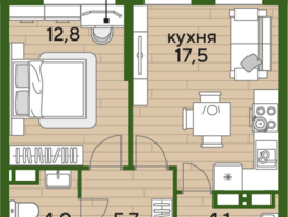 Продается 1-комнатная квартира ЖК DOGMA PARK (Догма парк), литера 16, 44.1 м², 6435161 рублей
