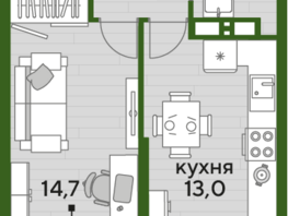 Продается 1-комнатная квартира ЖК DOGMA PARK (Догма парк), литера 18, 38.4 м², 6160359 рублей