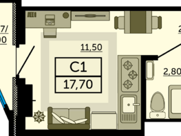 Продается Студия ЖК Акватория, литер 2, 16.55  м², 3243800 рублей