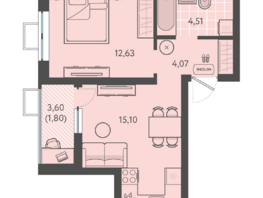 Продается 1-комнатная квартира ЖК Теплые края, литер 9, 38.11  м&sup2;, 4763750 рублей