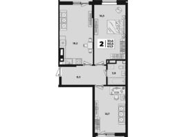Продается 2-комнатная квартира генерала Корнилова ул, 63.5  м&sup2;, 8661000 рублей