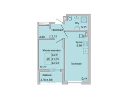 Продается 2-комнатная квартира ЖК Булгаков, дом 11 (секция 6,7), 42.58  м², 4606456 рублей