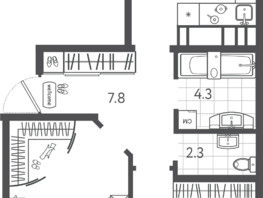 Продается 2-комнатная квартира ЖК Все Свои ВИП, литера 6, 63.3  м&sup2;, 15825000 рублей