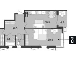 Продается 2-комнатная квартира ЖК Парк Победы 2, литера 28, 74.9 м², 10313730 рублей