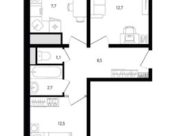 Продается 2-комнатная квартира ЖК Левенцовка Парк, лит 8-11 стр.2, сек.4,5, 46.8  м², 5873400 рублей