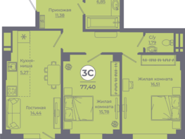 Продается 3-комнатная квартира ЖК Сокольники, литера 9, 77.02  м², 9088360 рублей