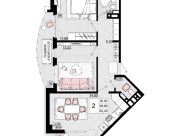 Продается 2-комнатная квартира ЖК Песчаный, литер 1, 62.4  м², 19032000 рублей