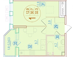 Продается 1-комнатная квартира генерала Корнилова ул, 32.3  м&sup2;, 6580500 рублей