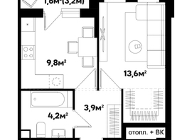 Продается 1-комнатная квартира ЖК Спорт Виладж, 2.1, 33.1  м&sup2;, 6662500 рублей