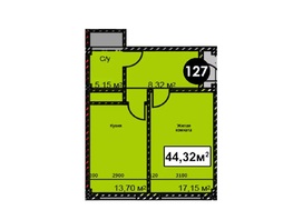 Продается 1-комнатная квартира ЖК Николаевский-Ессентуки, 44.32  м&sup2;