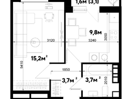 Продается 1-комнатная квартира ЖК Спорт Виладж, 2.2, 34  м&sup2;, 6993000 рублей