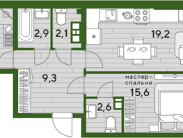 Продается 2-комнатная квартира ЖК DOGMA PARK (Догма парк), литера 22, 66.4 м², 7948877 рублей