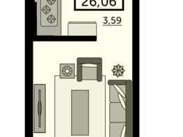 Продается Студия ЖК Сердце Ростова 2, литер 8, 25.6  м², 4428800 рублей