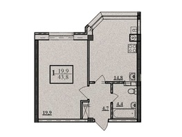 Продается 1-комнатная квартира ЖК Ламвер, 43.9  м&sup2;