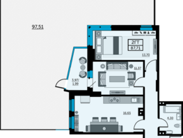 Продается 2-комнатная квартира ЖК Сердце Ростова 2, литер 8, 87.71  м², 11402300 рублей