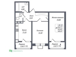 Продается 2-комнатная квартира ЖК Источник, 60.23 м²