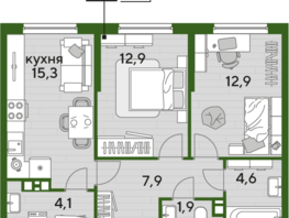 Продается 2-комнатная квартира ЖК DOGMA PARK (Догма парк), литера 17, 59.6 м², 7998320 рублей