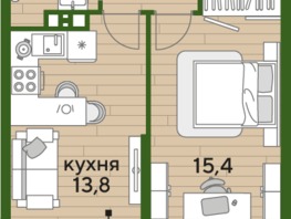 Продается 1-комнатная квартира ЖК DOGMA PARK (Догма парк), литера 16, 39.5 м², 6352311 рублей