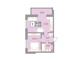 Продается 1-комнатная квартира ЖК Зеленый город, 41.16  м&sup2;