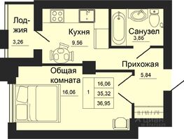 Продается 1-комнатная квартира ЖК МЕЧТА, дом 1, 36.95  м², 3916700 рублей